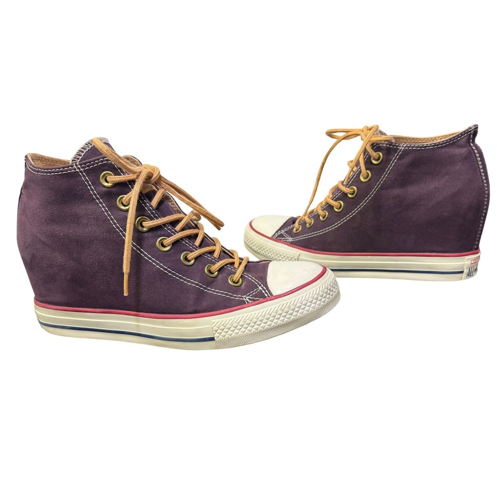 Converse‎ Chuck Taylor All Star Lux Wedge Plum Purple Suede Sneakers Womens 9 - Picture 4 of 9